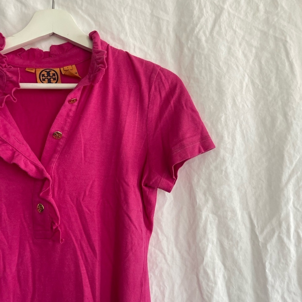 Tory Burch Fuchsia Ruffled Button-Down Shirt Size Small - Picture 9 of 14